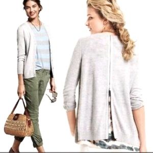 CAbi - Gray Button Up Cardigan with Zipper Back
